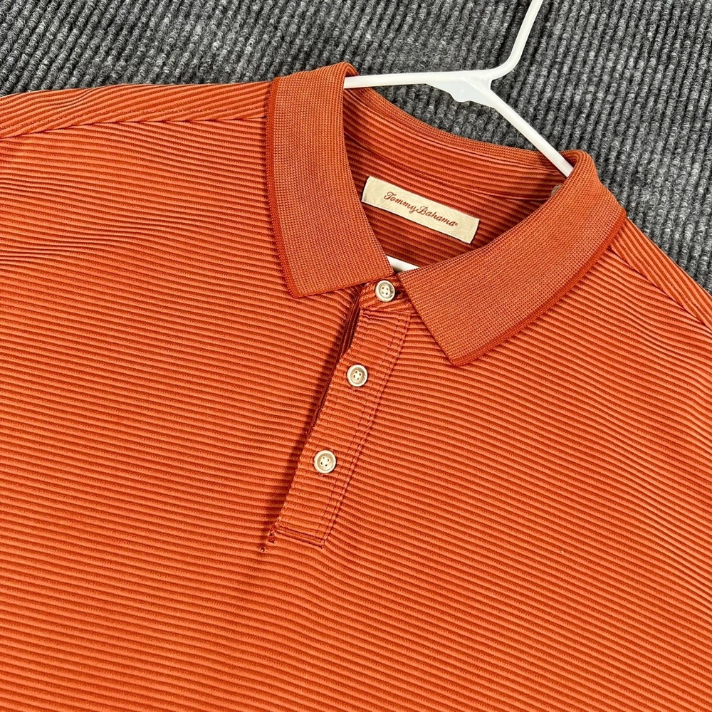 Tommy Bahama Polo Shirt Mens 2XL XXL Orange Short Sleeve Casual Golf Beach